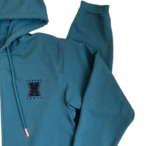 Savage X Fenty Sz S Forever Showgirl Hooded Jumpsuit in Green Light Flaw - Picture 6 of 16